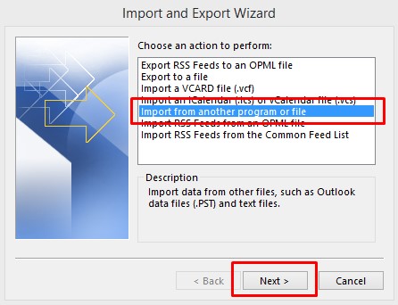 import file from outlook